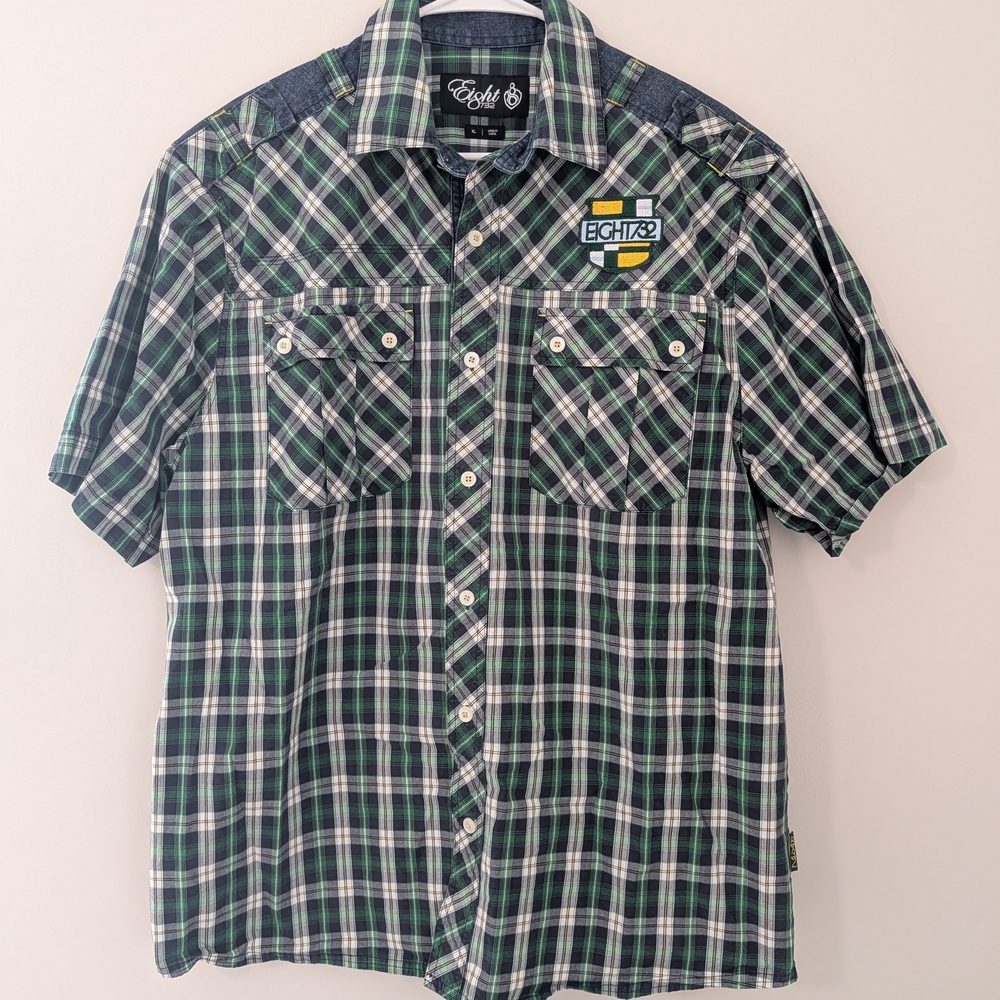 Eight 732 Green Plaid XL Men's Shirt